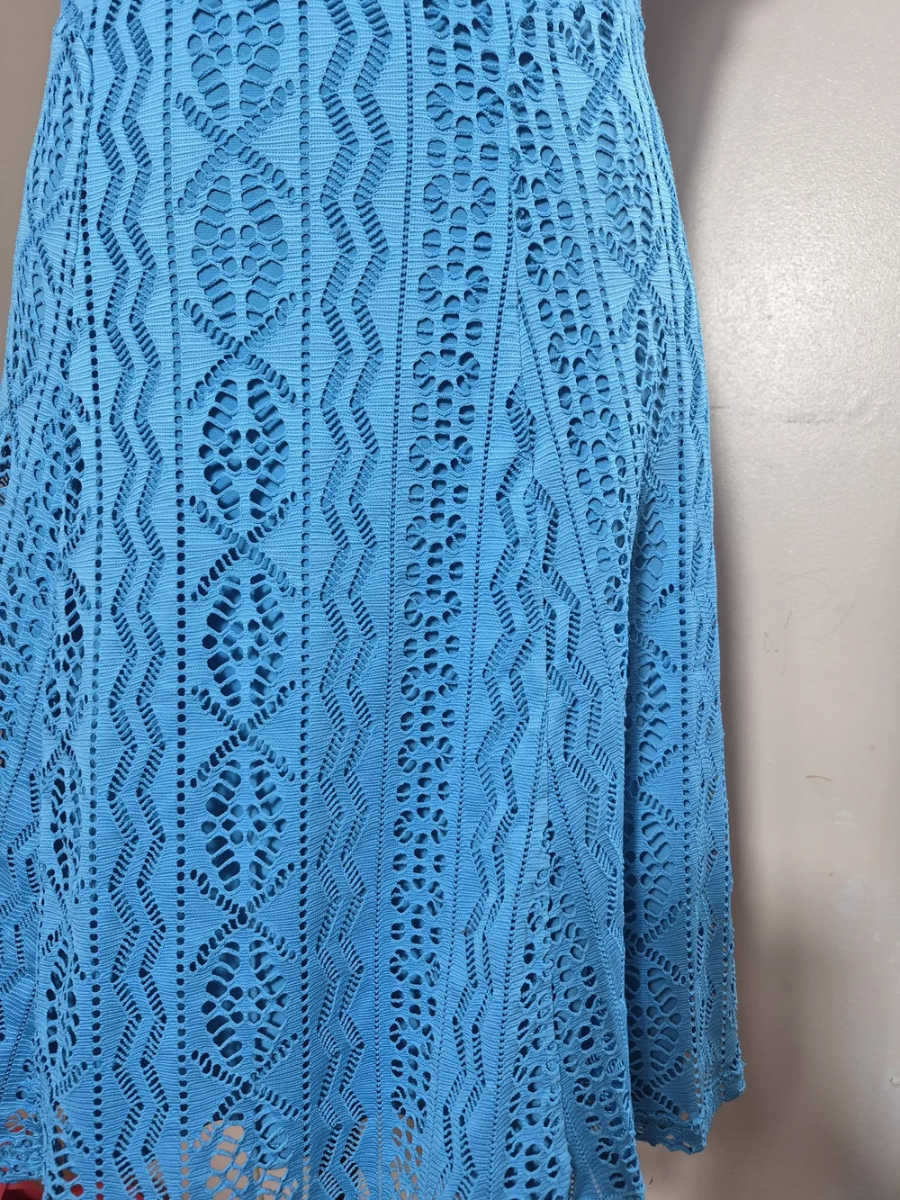 Papillon Blanc sleeveless pointelle crochet knit dress turquoise Swim Cover Up M